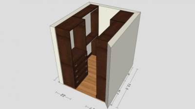 实木隔断衣柜SU模型下载_sketchup草图大师SKP模型