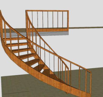 旋转木梯SU模型下载_sketchup草图大师SKP模型