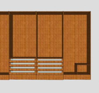一字敞开四门衣柜SU模型下载_sketchup草图大师SKP模型