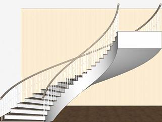 <em>室内曲线</em>形楼梯SU模型下载_sketchup草图大师SKP模型