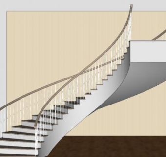 室内曲线形楼梯SU模型下载_sketchup草图大师SKP模型