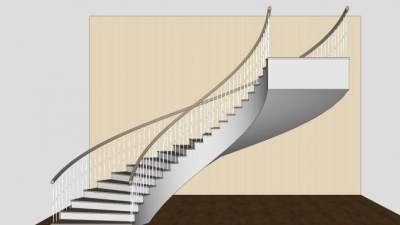 室内曲线形楼梯SU模型下载_sketchup草图大师SKP模型