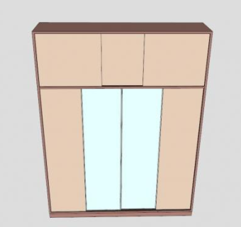 实木滑动门衣柜SU模型下载_sketchup草图大师SKP模型