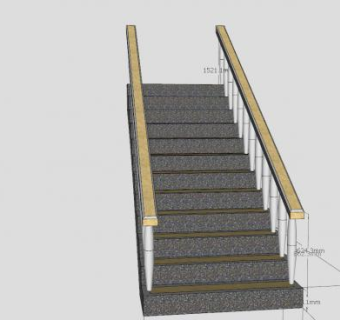 室内瓷砖护栏楼梯SU模型下载_sketchup草图大师SKP模型