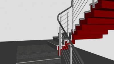 钢木螺旋楼梯SU模型下载_sketchup草图大师SKP模型