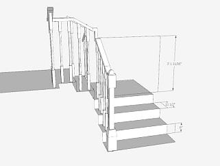 现代护栏楼梯SU模型下载_sketchup草图大师SKP模型