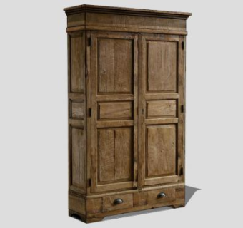 实木复古衣柜SU模型下载_sketchup草图大师SKP模型