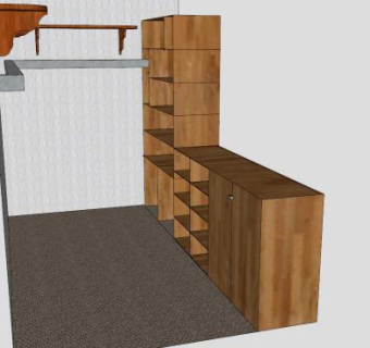 实木柜架步入式衣柜SU模型下载_sketchup草图大师SKP模型