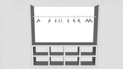 嵌入式墙柜衣柜SU模型下载_sketchup草图大师SKP模型