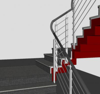 办公楼三跑楼梯SU模型下载_sketchup草图大师SKP模型