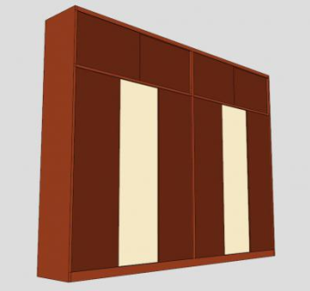 实木滑动门壁橱SU模型下载_sketchup草图大师SKP模型