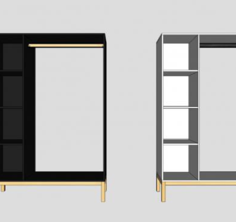现代四角衣柜壁橱SU模型下载_sketchup草图大师SKP模型