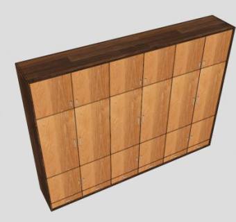 现代实木一字衣柜SU模型下载_sketchup草图大师SKP模型