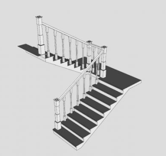 简易楼梯SU模型下载_sketchup草图大师SKP模型