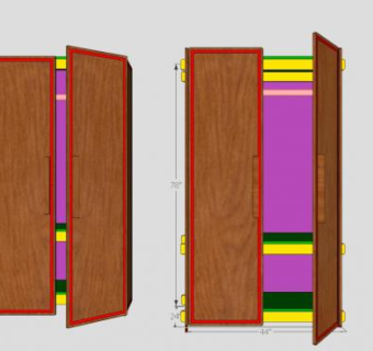 平开门式双开门衣柜SU模型下载_sketchup草图大师SKP模型
