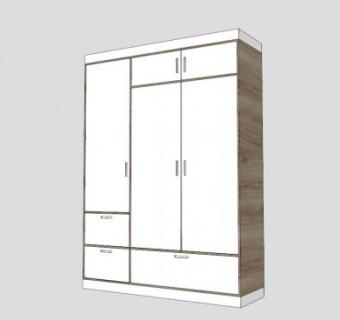 现代三门隔断衣柜SU模型下载_sketchup草图大师SKP模型