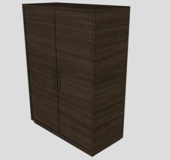 实木黑色平开门式衣柜SU模型下载_sketchup草图大师SKP模型