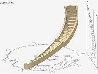 现代螺旋楼梯SU模型下载_sketchup草图大师SKP模型