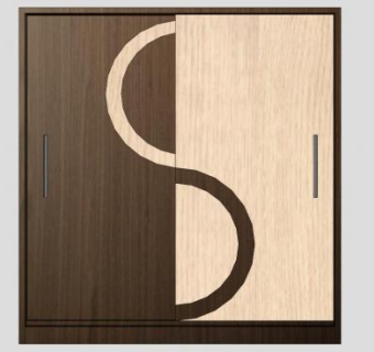 双色实木衣柜SU模型下载_sketchup草图大师SKP模型