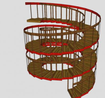 围楼型旋转楼梯SU模型下载_sketchup草图大师SKP模型