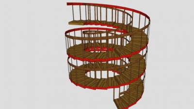 围楼型旋转楼梯SU模型下载_sketchup草图大师SKP模型