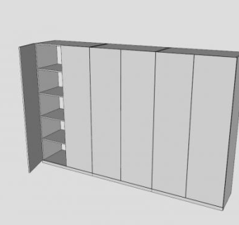 现代白色定制衣柜SU模型下载_sketchup草图大师SKP模型