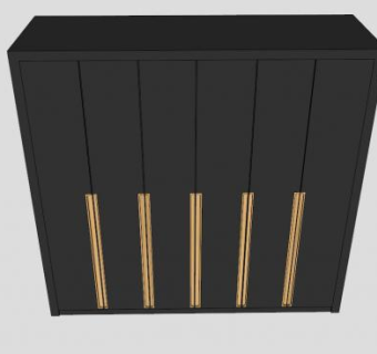 卧室黑色衣柜SU模型下载_sketchup草图大师SKP模型