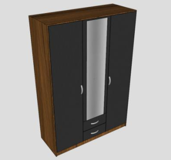 暗色实木衣柜SU模型下载_sketchup草图大师SKP模型