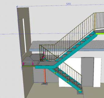 办公楼双跑楼梯SU模型下载_sketchup草图大师SKP模型