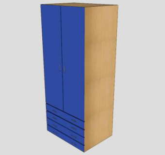 实木蓝色衣柜SU模型下载_sketchup草图大师SKP模型