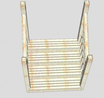 实木走廊楼梯SU模型下载_sketchup草图大师SKP模型