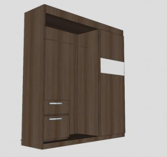 木质双滑门衣柜SU模型下载_sketchup草图大师SKP模型