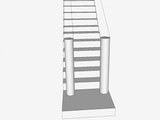 简易护栏楼梯SU模型下载_sketchup草图大师SKP模型