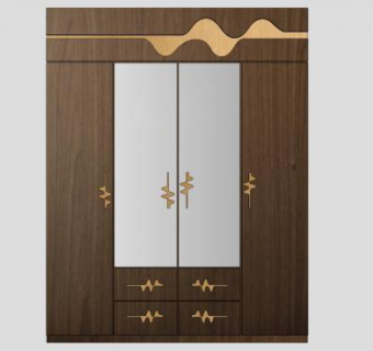 简约四门衣柜SU模型下载_sketchup草图大师SKP模型