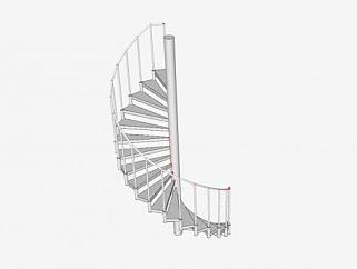 螺旋护栏楼梯SU模型下载_sketchup草图大师SKP模型