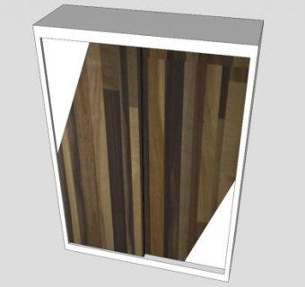 双滑门双人衣柜SU模型下载_sketchup草图大师SKP模型