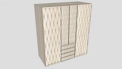 日式四门衣柜SU模型下载_sketchup草图大师SKP模型