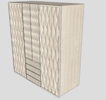 不锈钢红色衣柜SU模型下载_sketchup草图大师SKP模型