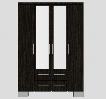 黑色四角双门衣柜SU模型下载_sketchup草图大师SKP模型