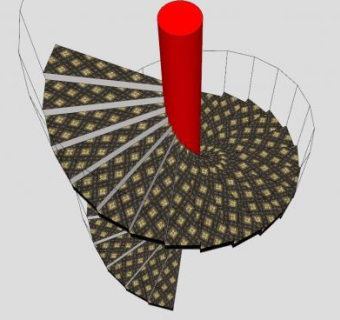 花式瓷砖旋转楼梯SU模型下载_sketchup草图大师SKP模型