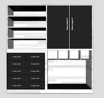 实木黑色衣柜SU模型下载_sketchup草图大师SKP模型