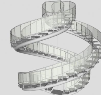 双平行旋转楼梯SU模型下载_sketchup草图大师SKP模型