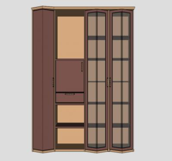 实木玻璃衣柜SU模型下载_sketchup草图大师SKP模型