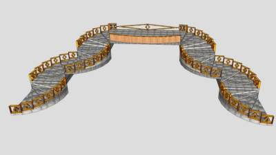 小区花园护栏楼梯SU模型下载_sketchup草图大师SKP模型