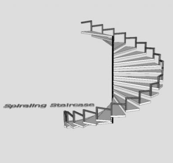 螺旋式楼梯SU模型下载_sketchup草图大师SKP模型
