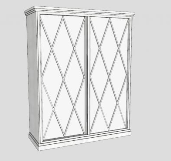 现代白色菱形衣柜SU模型下载_sketchup草图大师SKP模型