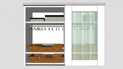 双滑门简易衣柜SU模型下载_sketchup草图大师SKP模型