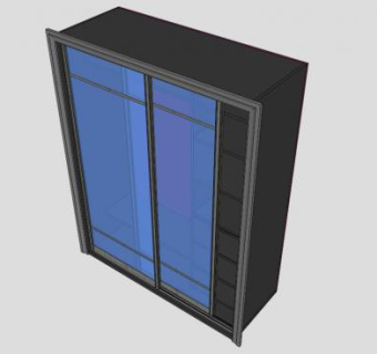 简易玻璃双滑门衣柜SU模型下载_sketchup草图大师SKP模型