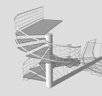 单柱旋转护栏楼梯SU模型下载_sketchup草图大师SKP模型