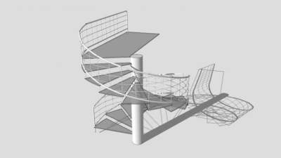 单柱旋转护栏楼梯SU模型下载_sketchup草图大师SKP模型